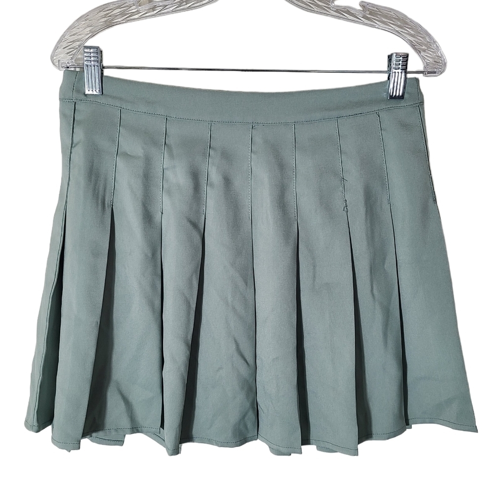 Bohme Urban Daizy pleated Tennis mini skirt khaki green NEW Women's size‎ Large
